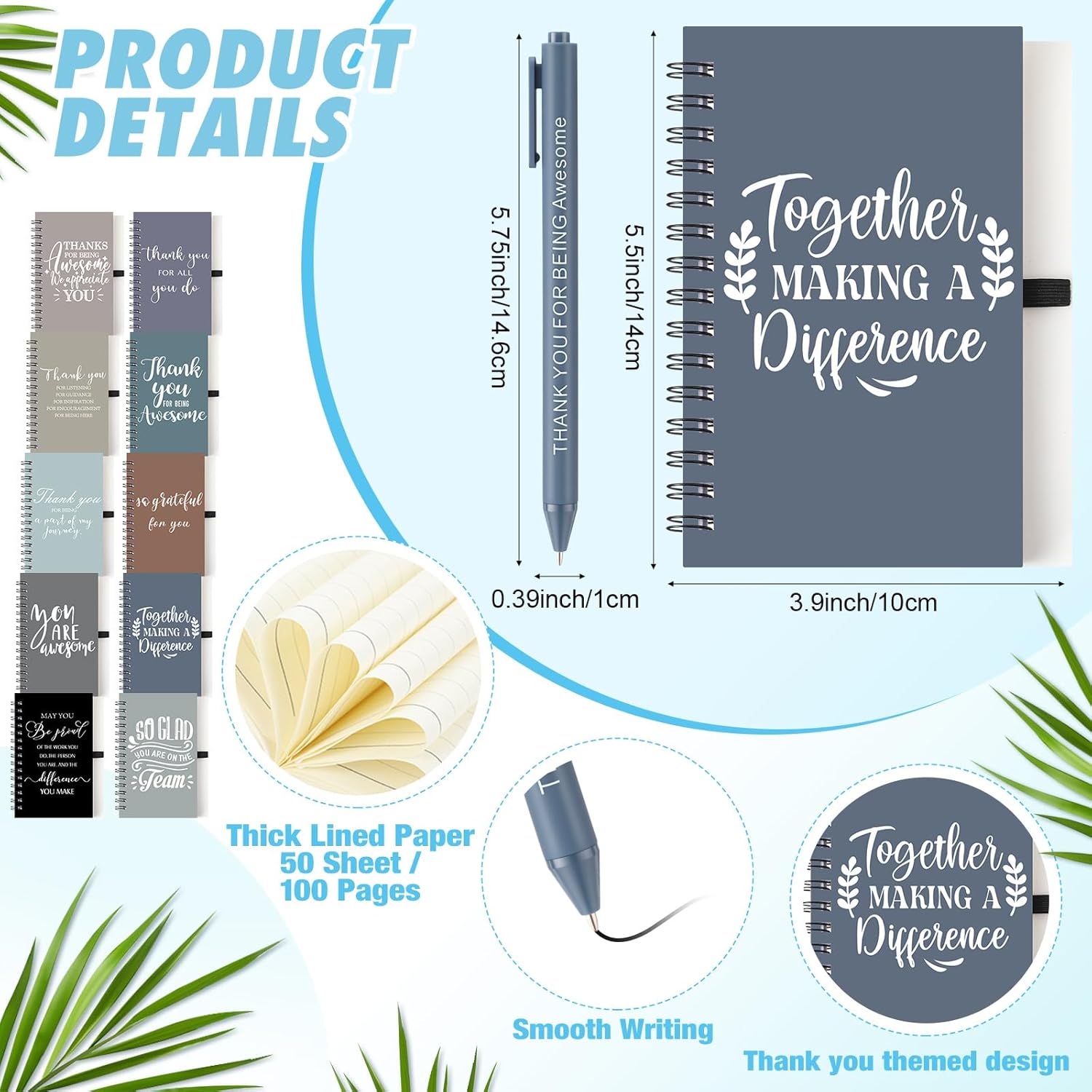 LemonRoad 120 Pcs Employee Appreciation Gifts Set,Staff Coworker Gift Bulk 16 Oz Plastic Tumbler Cups with Lid Straw Spiral Notebook Pen Thank You Gift for Team Office (Novelty,Morandi)